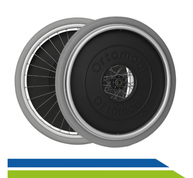 Roda Pneu Antifuro Alumínio Traseiro 60x60 para Cadeira de Rodas Ortomobil sem Eixo PAR 