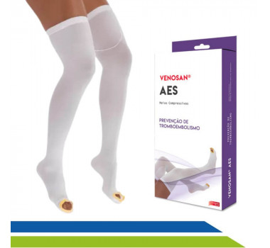 MEIA ANTITROMBO ELÁSTICA 7/8 MEIA COXA 18MMHG AES VENOSAN