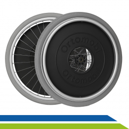 Roda Pneu Antifuro Alumínio Traseiro 60x60 para Cadeira de Rodas Ortomobil sem Eixo PAR 