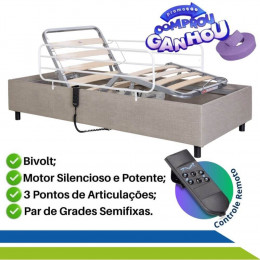 Cama Hospitalar Motorizada Elétrica Zeus Pilati Idoso + Par de Grades até 150kg