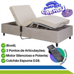 Cama Articulada Motorizada Zeus com Colchão Hospitalar Original com Capa Impermeável Pilati