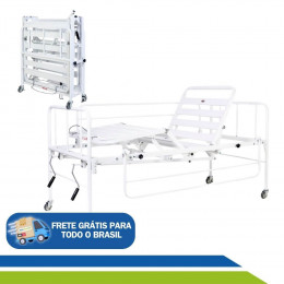 Cama Hospitalar Articulada Dobrável 2 Manivelas com Grade Steel Pilati