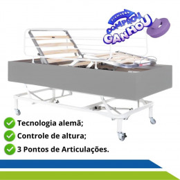 Cama Motorizada Articulada Pilati 3 Movimentos com Regulagem de Altura, Rodas e Grades