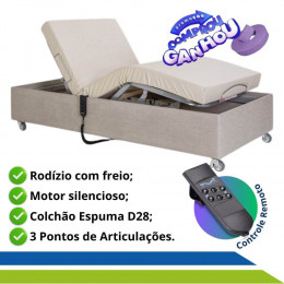 Cama Hospitalar Elétrica Zeus Idoso com Rodas Colchão Original D28 e Capa Impermeável Pilati