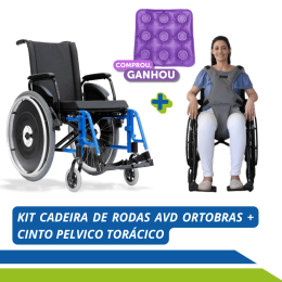 Cadeira de Rodas Dobrável Adulto em Alumínio até 120kg Ortobras Pés Removíveis + Cinto de Segurança Pélvico Torácico