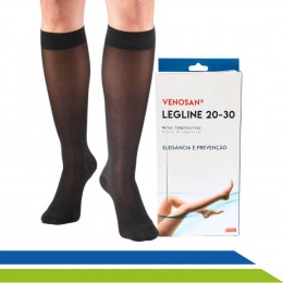 Meia Venosan Legline 3/4 de Média Compressão 20-30 mmHg - Pé Fechado - Preto - Cód. VL30