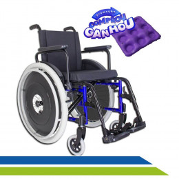 Cadeira de Rodas em Alumínio Dobrável em Duplo X até 120Kg com Pneu Inflável Ortomobil - Cód. MA3E