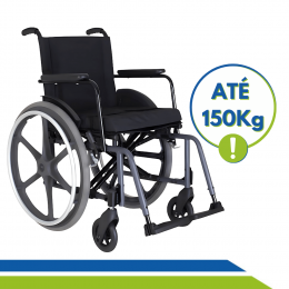 Cadeira de Rodas Dobrável Resistente até 150kg Pneu Antifuro Leve Idoso Acamado MA3F Ortomobil