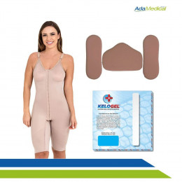 Kit Pós-Cirúrgico com Cinta Completa, Kit Placas de Contenção e Fita de Silicone 