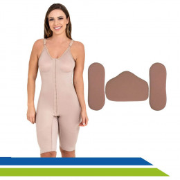 Kit Pós-Cirúrgico para Lipoaspiração e Abdominoplastia Cinta Macaquinho e Placas de Espuma Bege - New Form