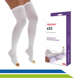 Meia Anti Trombo Elástica 7/8 Meia Coxa 18MMHG AES - PAR - VENOSAN