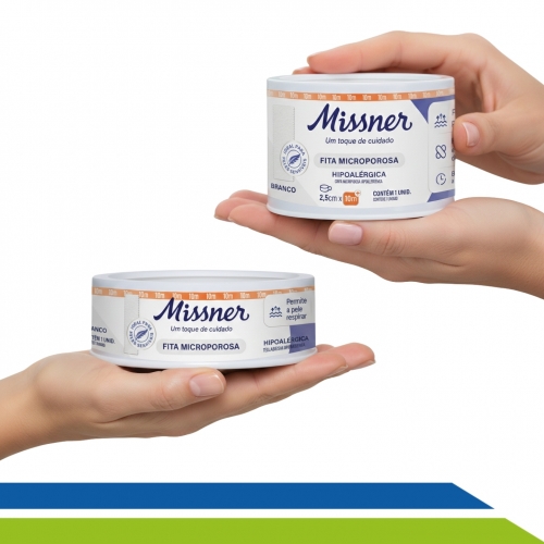 Fita Microporosa Hipoalérgica Branca Pele Sensível Curativo Bandagem Cílios Lash Designer Missner 10m