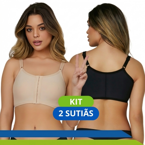 Kit 2 Sutiãs Pós Cirúrgico Mamoplastia Prótese Silicone Alta Compressão Ajustável Academia Original
