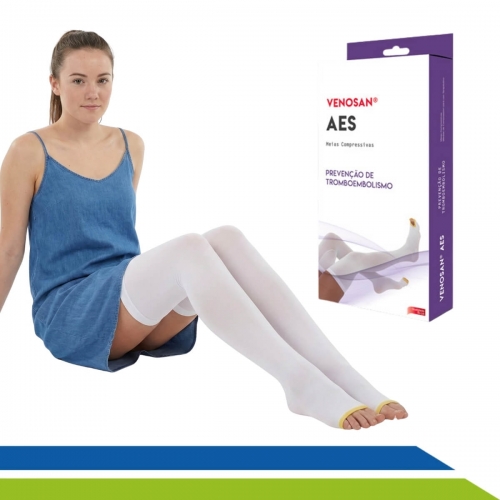 Meia Anti Trombo Elástica 7/8 Meia Coxa 18MMHG AES - PAR - VENOSAN