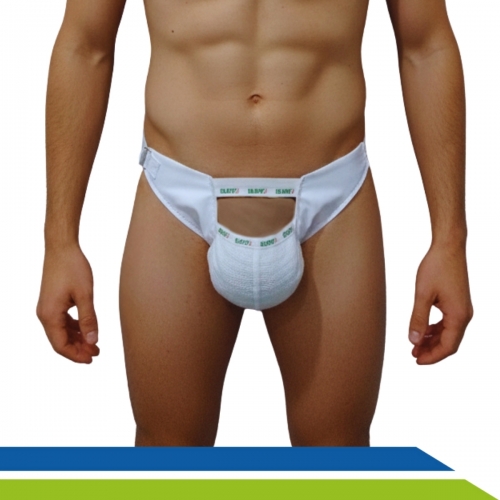 Suspensório Escrotal Pós-Operatório Vasectomia Suporte Ortopédico para Lesão Treino Esportes